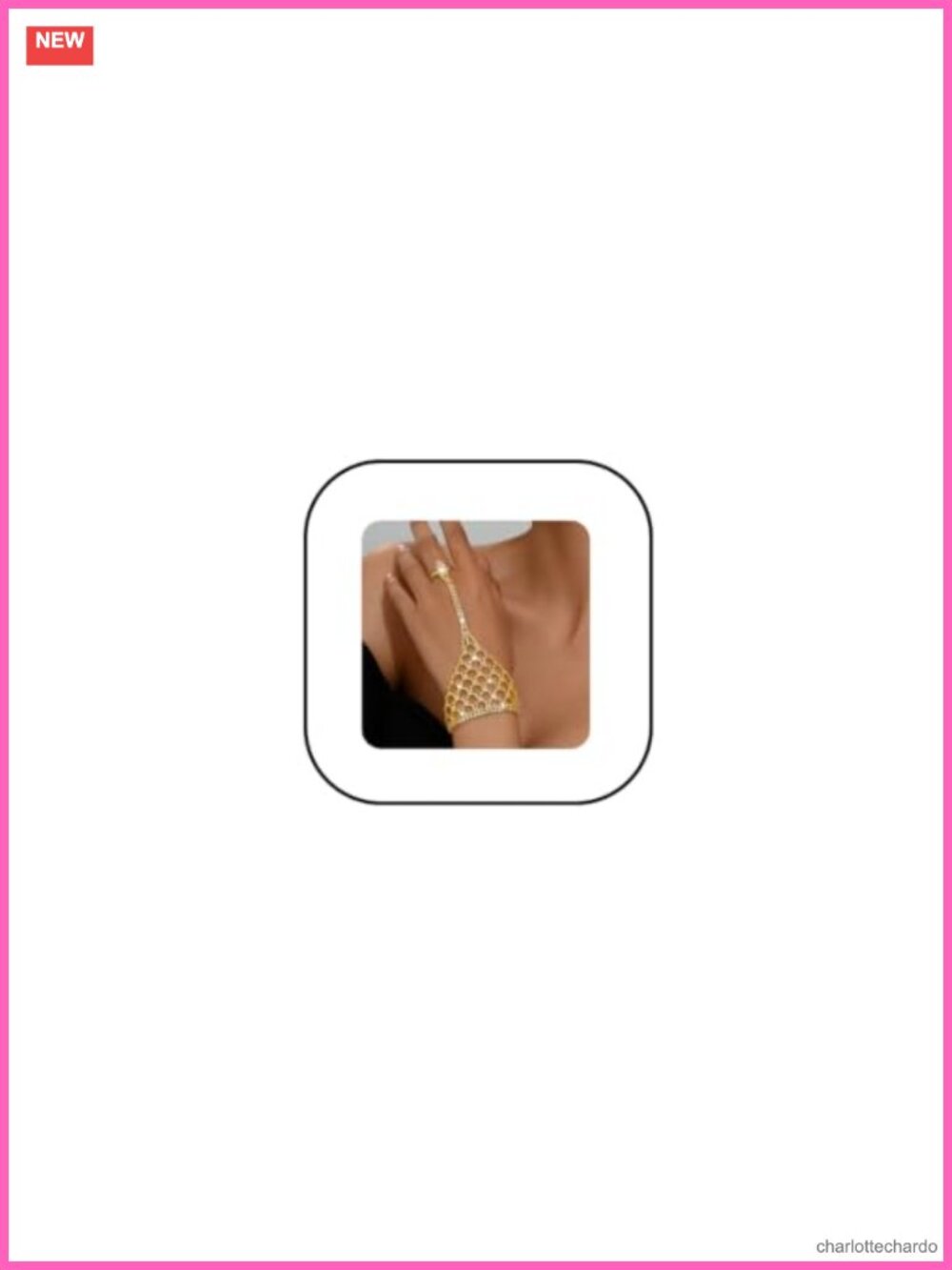 Rhinestone Ring Bracelet Silver Crystal Hand Chain Adjustable Wedding Prom
